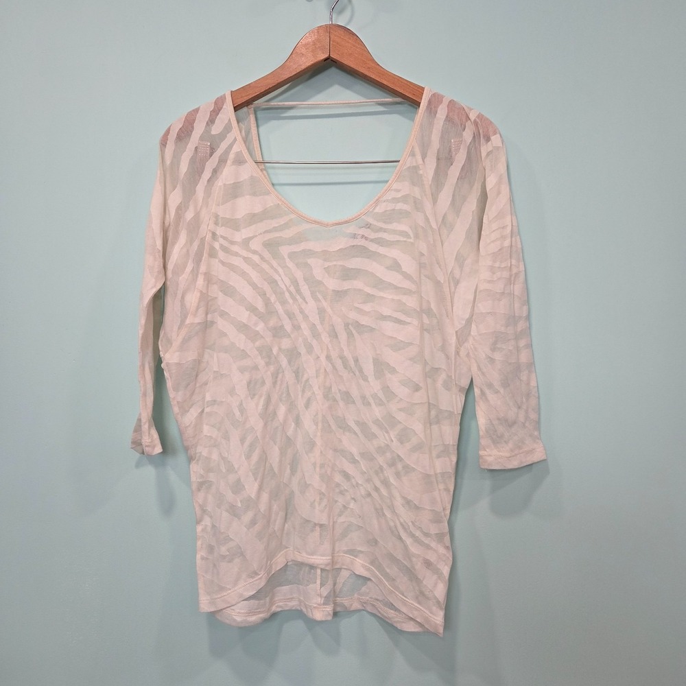EXPRESS Burnout White Animal Print Dolman Sleeve Scoop Neck Semi Sheer Top XS